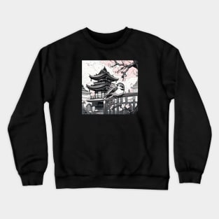 Japanese Scenery with bird Crewneck Sweatshirt